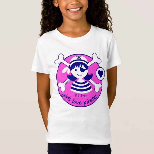Camiseta Diseño rosado brillante moderno lindo del pirata (Anverso)