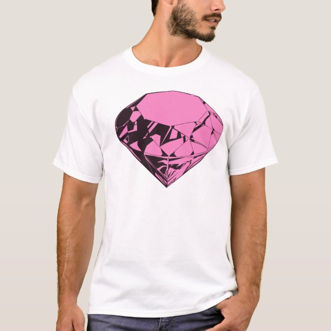 Camiseta Diseño rosado de la serigrafía del diamante (Anverso)