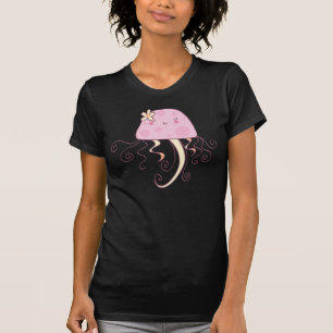 Camiseta Diseño rosado lindo de las medusas del dibujo