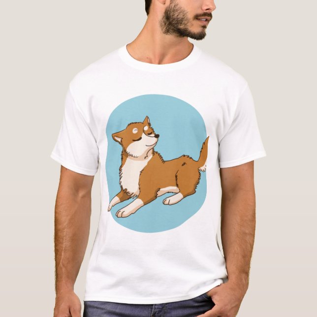 Camiseta Diseño shiba azul. (Anverso)