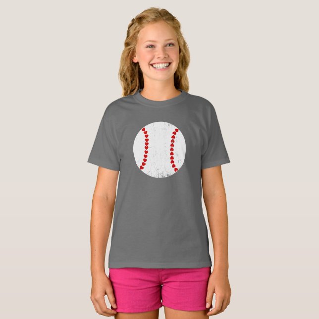 Camiseta Diseño simple de costura cardíaca de béisbol (Anverso completo)
