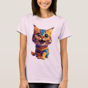 Camiseta Diseño simple y lindo color amante de los gatos 