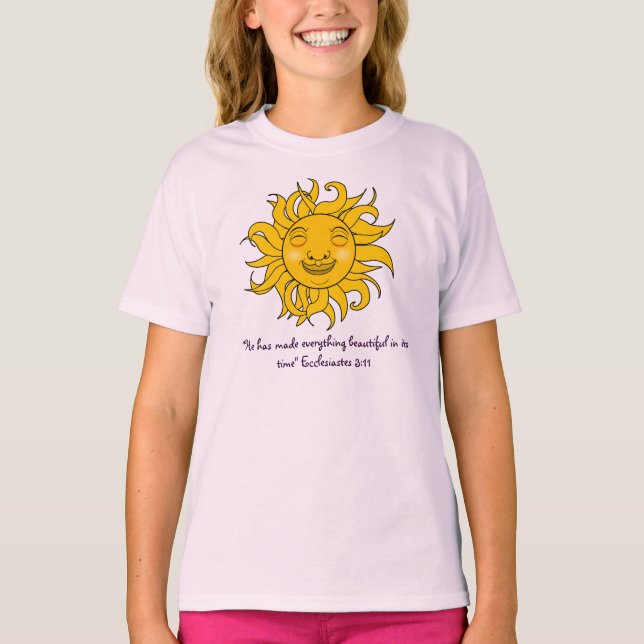 Camiseta Diseño solar sonriente con versículo bibliográfico (Anverso)
