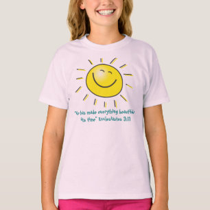 Camiseta Diseño sonriente del sol con verso de la biblia d