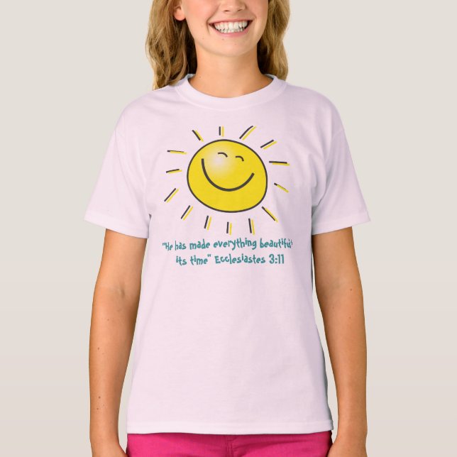 Camiseta Diseño sonriente del sol con verso de la biblia de (Anverso)