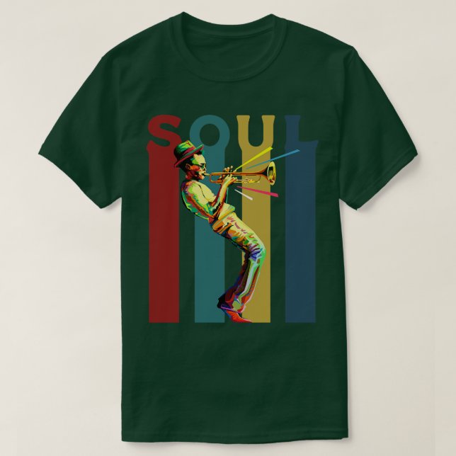 Camiseta Diseño Soul Retro con trompetista de jazz 1 (Diseño del anverso)