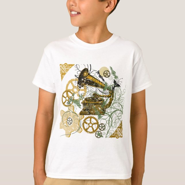 Camiseta Diseño Steampunk con aspecto perturbado (Anverso)