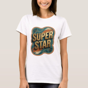 Camiseta Diseño SUPER STAR de oro limpio