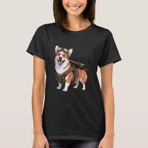 Camiseta Diseño táctico del guerrero del Corgi Steampunk pa