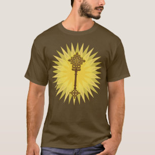 Camiseta Diseño tradicional de cruz de Etiopía marrón