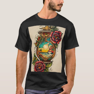 Camiseta "Diseño tradicional de tatuaje cupido con corazón,