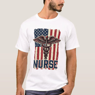 Camiseta Diseño trasero de bandera de enfermera vintage Cad