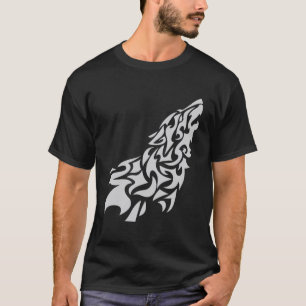 Camiseta Diseño Tribal de Lobo Aullador – Arte Audaz y Maje
