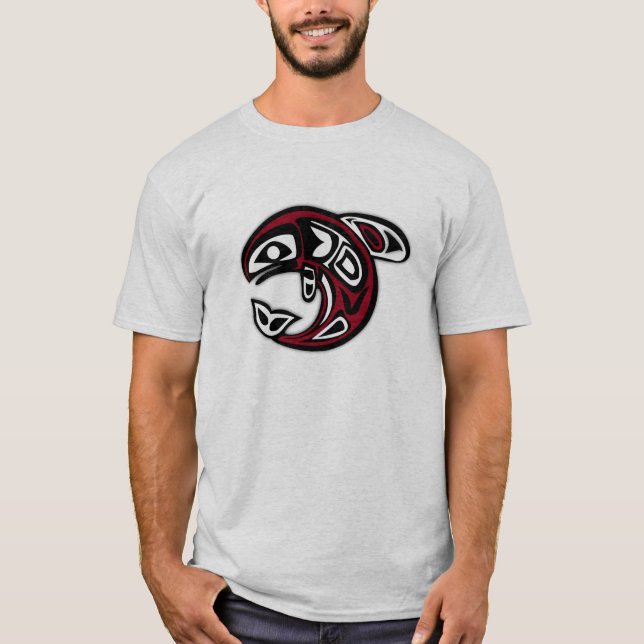 Camiseta Diseño tribal de los pescados del nativo americano (Anverso)