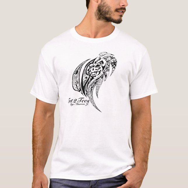 Camiseta Diseño tribal del león por Tat2Tees (Anverso)