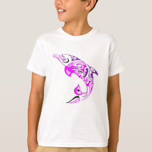 Camiseta Diseño tribal púrpura y rosado negro del tatuaje