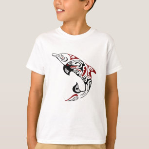 Camiseta Diseño tribal rojo y negro del tatuaje del delfí