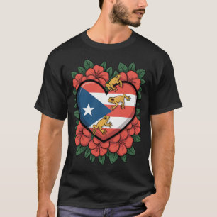 Camiseta Diseño Tropical de Corazón de Coqui Puertorriqueño