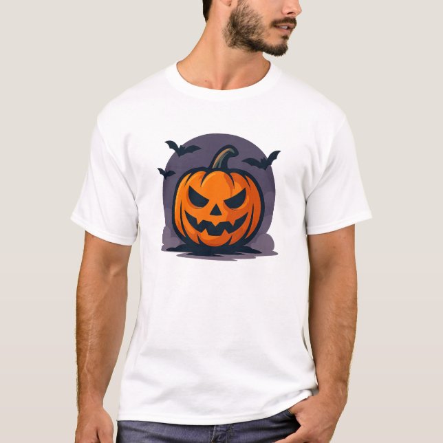 Camiseta Diseño único de halloween Jack-O'-Lantern (Anverso)