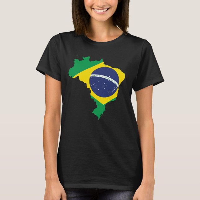Camiseta Diseño único de mapa brasileño con bandera de Bras (Anverso)