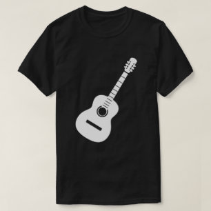 Camiseta Diseño único Guitarra Blanca De Silhouette En Negr