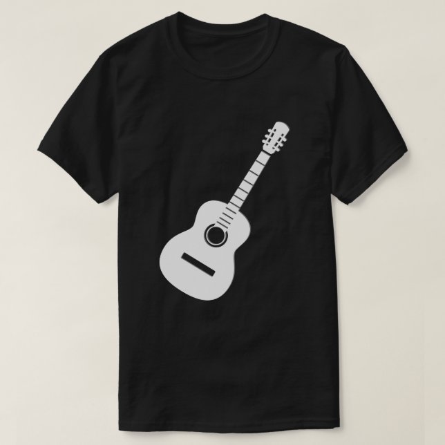 Camiseta Diseño único Guitarra Blanca De Silhouette En Negr (Diseño del anverso)