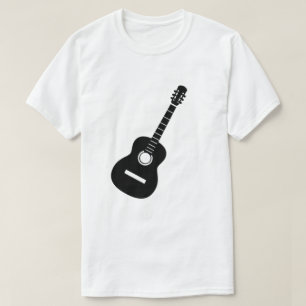 Camiseta Diseño único Guitarra de silueta negra en blanco T