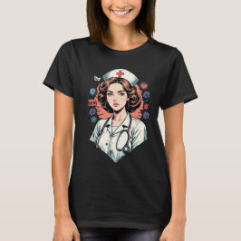 Camiseta diseño uniforme de enfermería retro