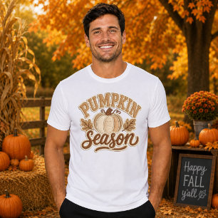 Camiseta Diseño Universitario Retro de Otoño Calabaza Tempo