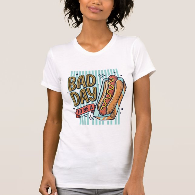 Camiseta Diseño Vector Retro Hot Dog Mal Día_1 (Anverso)