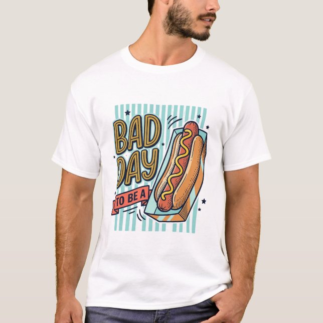 Camiseta Diseño Vector Retro Hot Dog Mal Día_1 (Anverso)