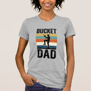 Camiseta Diseño vectorial Bucket Dad Retro Baseball Padre_1