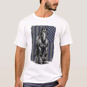 Camiseta diseño vectorial de bandera de caballo de tiro pat