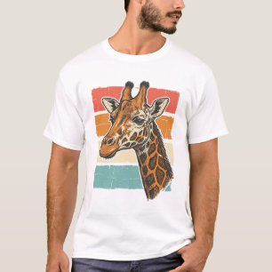Camiseta Diseño vectorial de cabeza de jirafa vintage puest