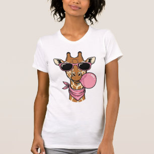 Camiseta Diseño vectorial de chicle de jirafa con grabado v