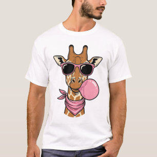 Camiseta Diseño vectorial de chicle de jirafa con grabado v