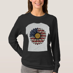 Camiseta Diseño vectorial de flor de margarita patriótica v