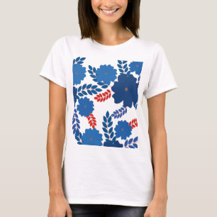 Camiseta Diseño vectorial de flores azules simples