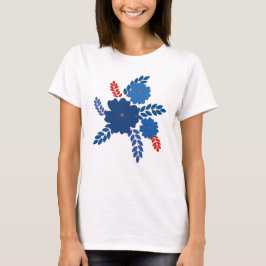 Camiseta Diseño vectorial de flores azules simples