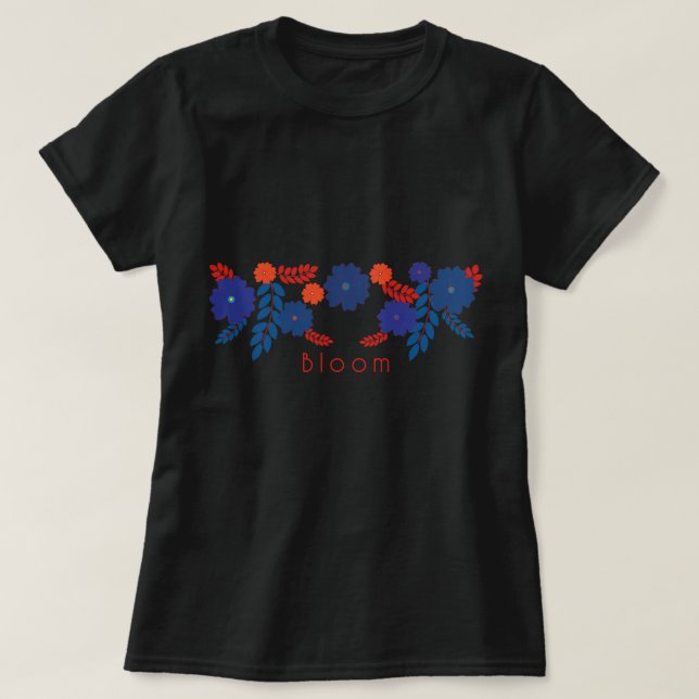 Camiseta Diseño vectorial de flores azules simples (Diseño del anverso)