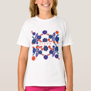 Camiseta Diseño vectorial de flores azules simples