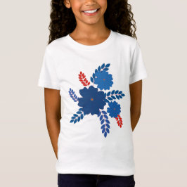 Camiseta Diseño vectorial de flores azules simples