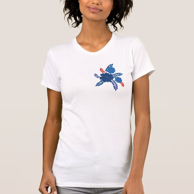 Camiseta Diseño vectorial de flores azules simples (Anverso)