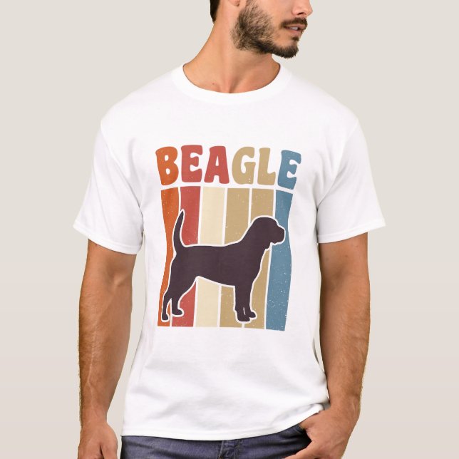 Camiseta Diseño vectorial de franja retro de perro Beagle v (Anverso)