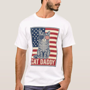 Camiseta Diseño vectorial de gato patriótico Cat Daddy_1