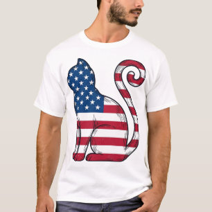 Camiseta Diseño vectorial de grabado vintage de gato patrió