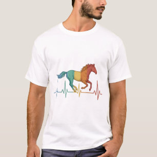 Camiseta Diseño vectorial de latido de caballo grabado vint