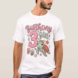 Camiseta Diseño vectorial de niña tortuga marina cumpleaños