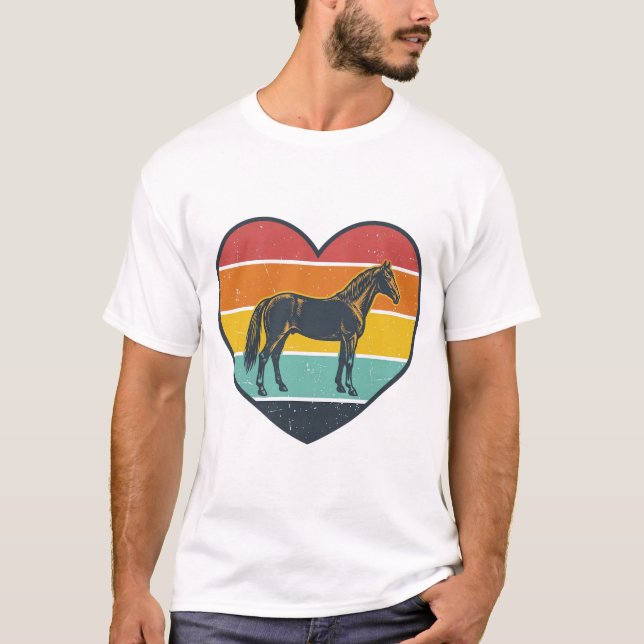 Camiseta Diseño vectorial de puesta de sol corazón de cabal (Anverso)