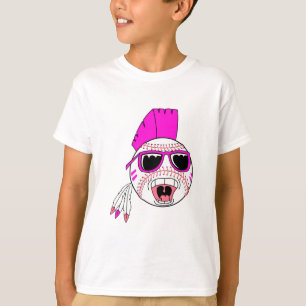 Camiseta diseño vectorial de punk de chica rosa de béisbol